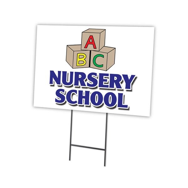 Signmission Nursery School Yard Sign & Stake outdoor plastic coroplast window, C-2436 Nursery School C-2436 Nursery School - main